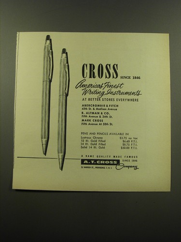 1959 cross pens - a.t.,